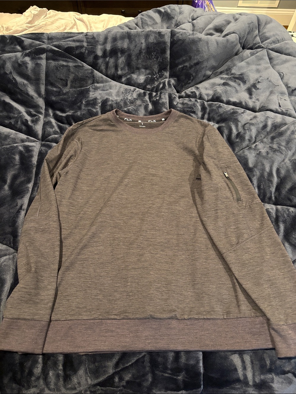 Kohl's Men's Heathered Gray-Brown Crewneck Long-Sleeve Shirt